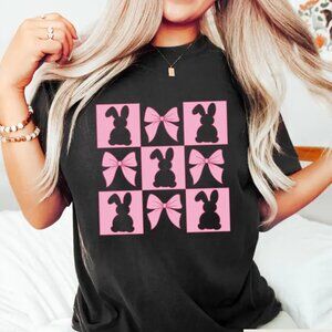 Cute Easter Bow Tshirt, Easter Bunny Tee, Happy Easter Day